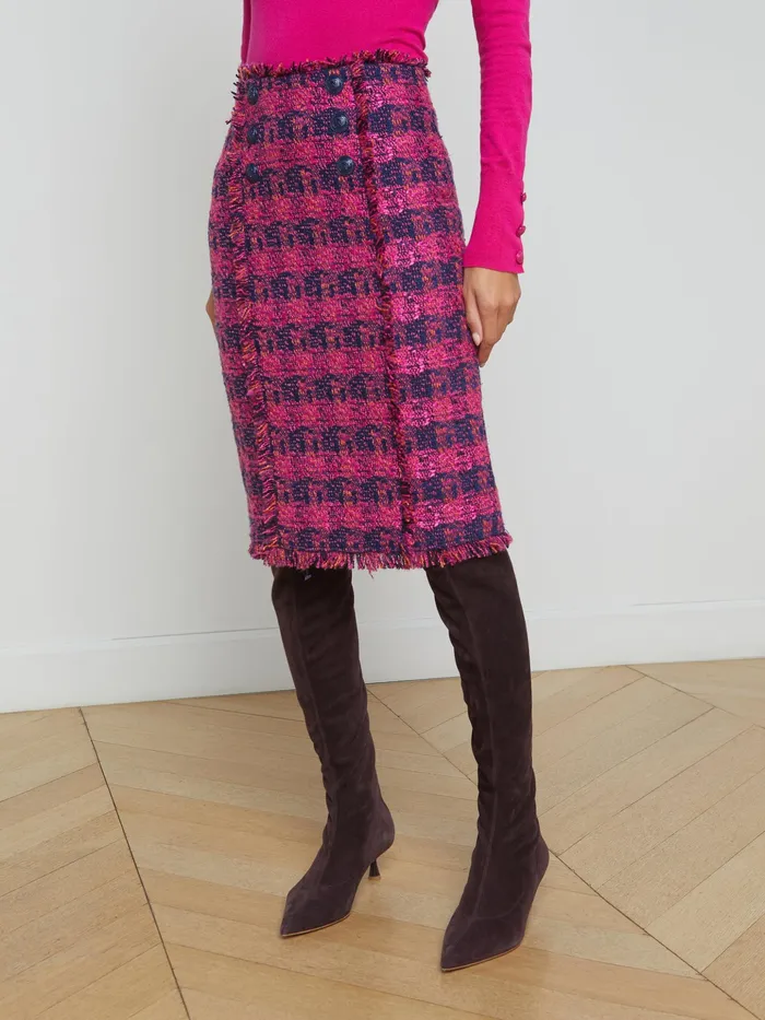 Women L039Agence Skirts Kitty Tweed Pencil Skirt Midnightacairuby Tweed Women L039Agence Skirts Kitty Tweed Pencil Skirt Midnightacairuby Tweed