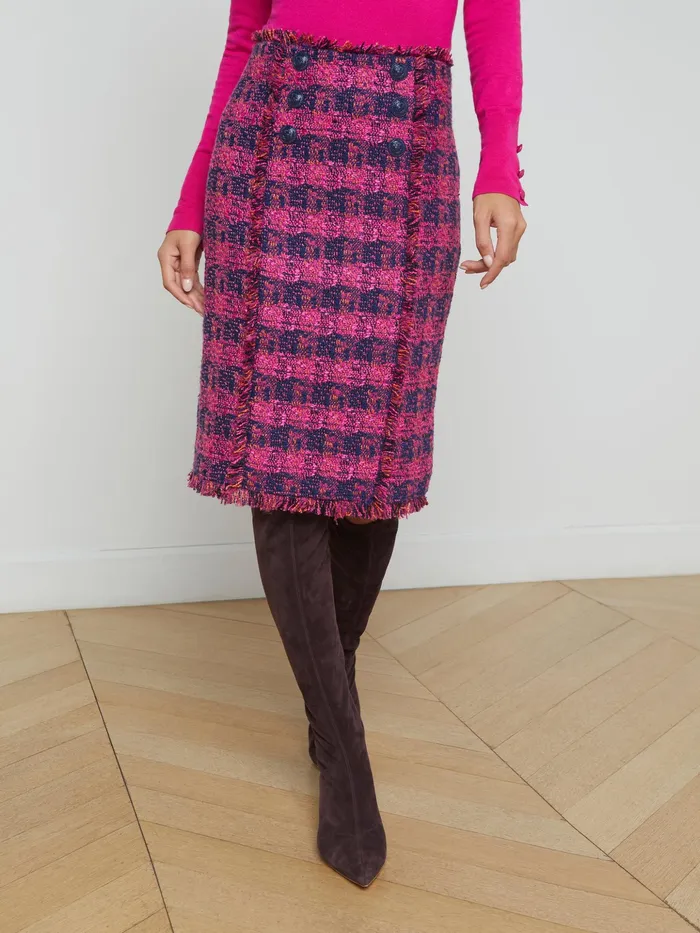 Women L039Agence Skirts Kitty Tweed Pencil Skirt Midnightacairuby Tweed Women L039Agence Skirts Kitty Tweed Pencil Skirt Midnightacairuby Tweed
