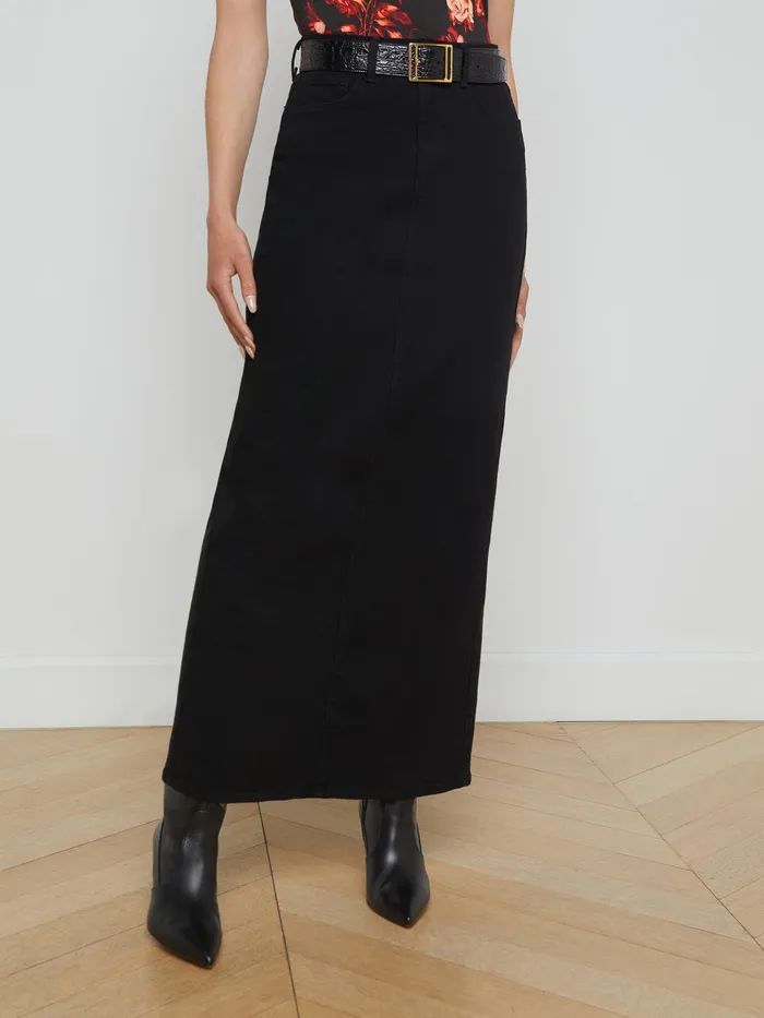 Women L039Agence Skirts Miriam Denim Skirt Saturated Black Women L039Agence Skirts Miriam Denim Skirt Saturated Black