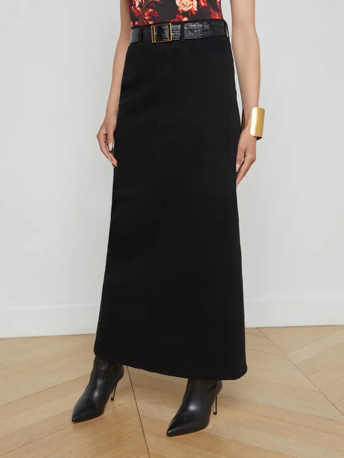 Women L039Agence Skirts Miriam Denim Skirt Saturated Black Women L039Agence Skirts Miriam Denim Skirt Saturated Black