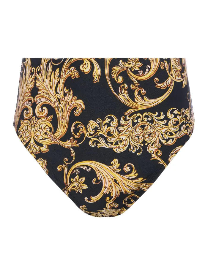 Women L039Agence Swimwear Vanessa HighWaisted Bikini Bottom Blackgold Barocco Swirl