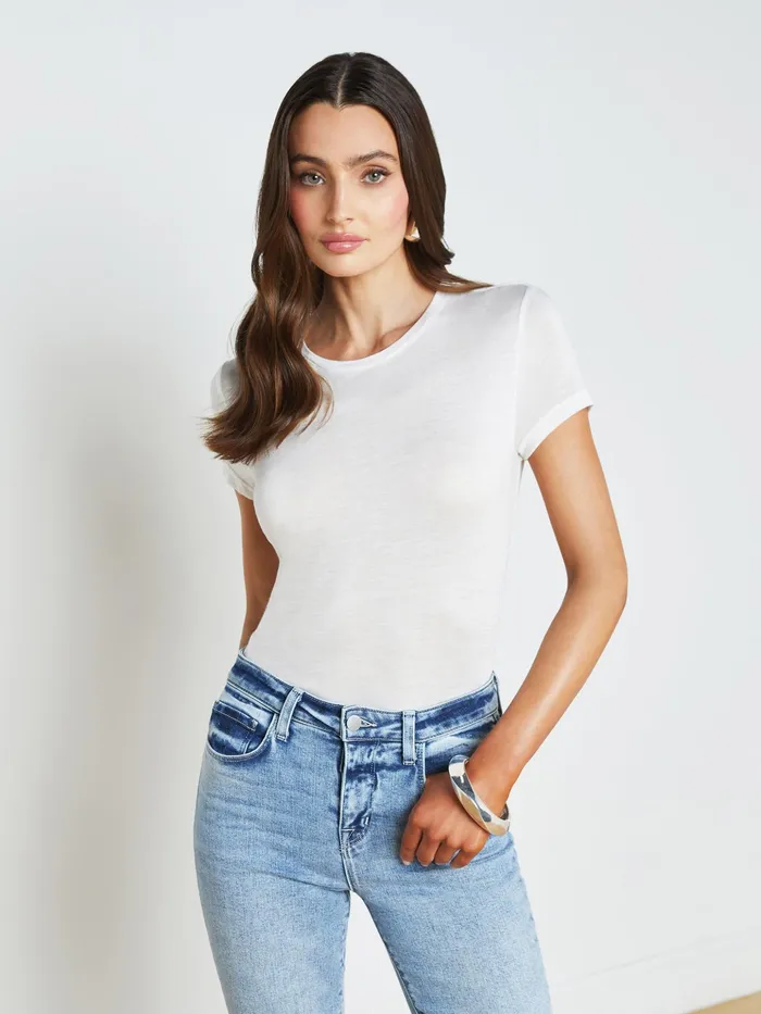 Women L039Agence Tees Ellie Cashmere Jersey Tee White