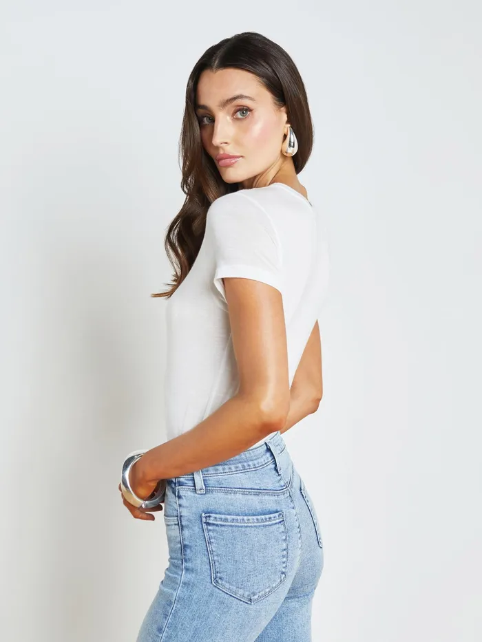 Women L039Agence Tees Ellie Cashmere Jersey Tee White Women L039Agence Tees Ellie Cashmere Jersey Tee White