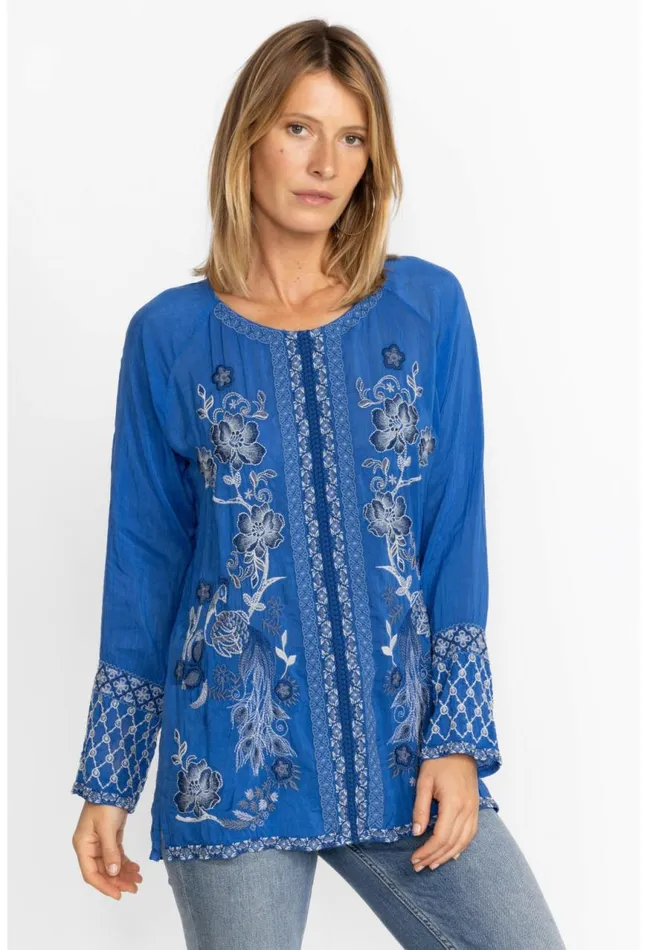 Women Lauren Blouse Blue Gem Johnny Was Tops