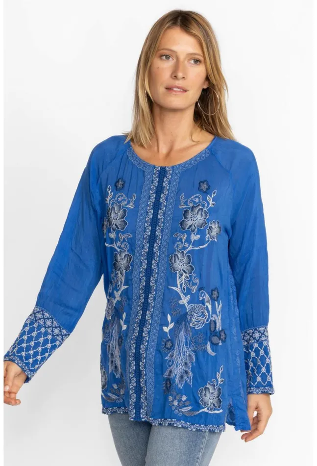 Women Lauren Blouse Blue Gem Johnny Was Tops