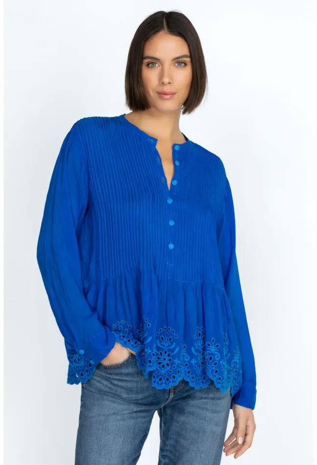 Women Leonie Pintuck Blouse Skydiver Johnny Was Tops