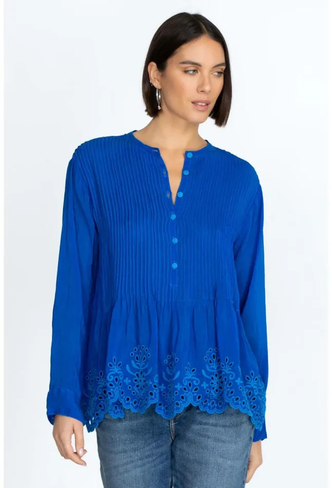 Women Leonie Pintuck Blouse Skydiver Johnny Was Tops