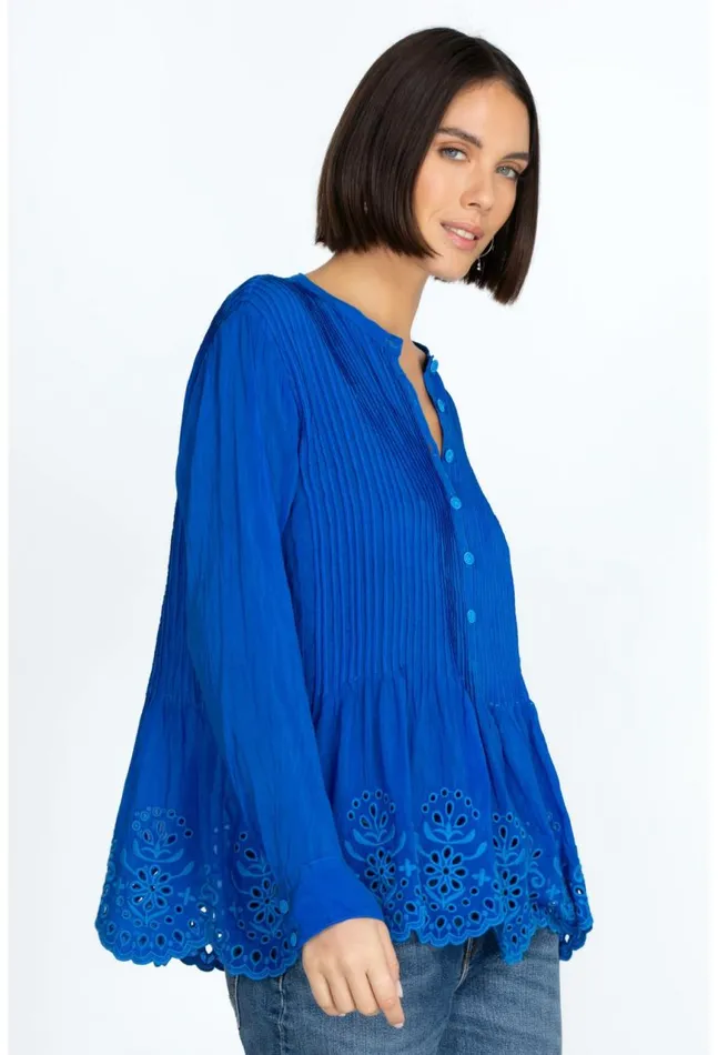 Women Leonie Pintuck Blouse Skydiver Johnny Was Tops