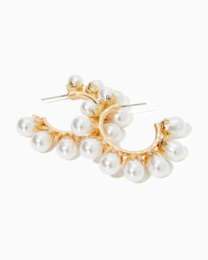 Women Lilly Pulitzer Jewelry Pearl Perfect Hoop Earrings Gold Metallic Women Lilly Pulitzer Jewelry Pearl Perfect Hoop Earrings Gold Metallic