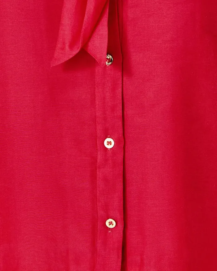 Women Lilly Pulitzer Tops Maddi Tie Neck Top Poinsettia Red Women Lilly Pulitzer Tops Maddi Tie Neck Top Poinsettia Red