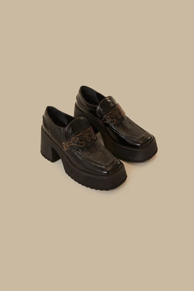 Women Loafers and Mules Farm Rio Black Platform Loafer