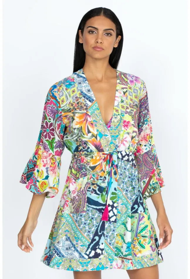 Women Locita Drawstring Patchwork Dress Locita Johnny Was Cover Ups and Kimonos