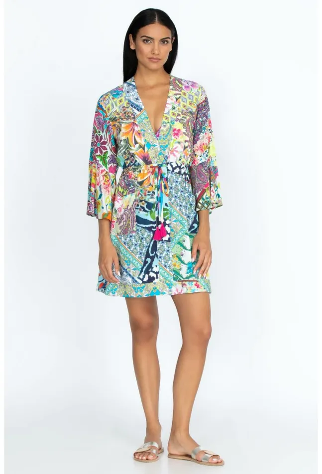 Women Locita Drawstring Patchwork Dress Locita Johnny Was Cover Ups and Kimonos