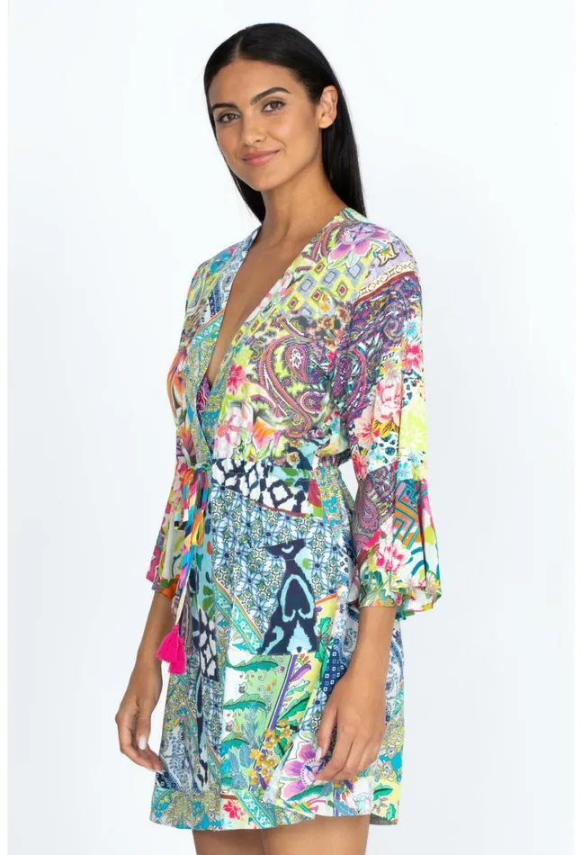 Women Locita Drawstring Patchwork Dress Locita Johnny Was Cover Ups and Kimonos