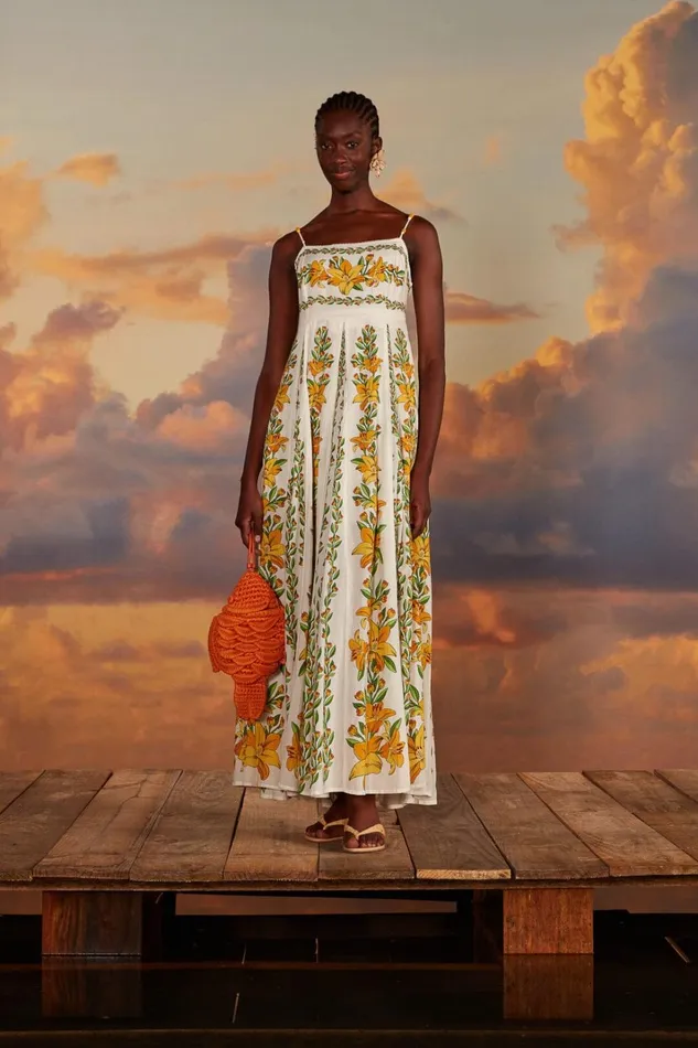Women Maxi Dresses Farm Rio OffWhite Tropical Lightness Sleeveless Maxi Dress