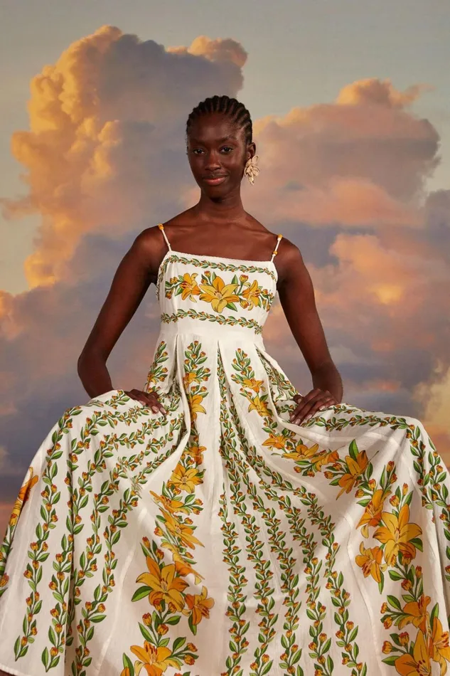Women Maxi Dresses Farm Rio OffWhite Tropical Lightness Sleeveless Maxi Dress