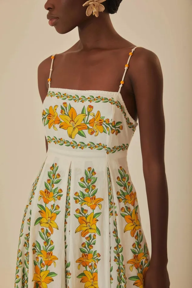 Women Maxi Dresses Farm Rio OffWhite Tropical Lightness Sleeveless Maxi Dress