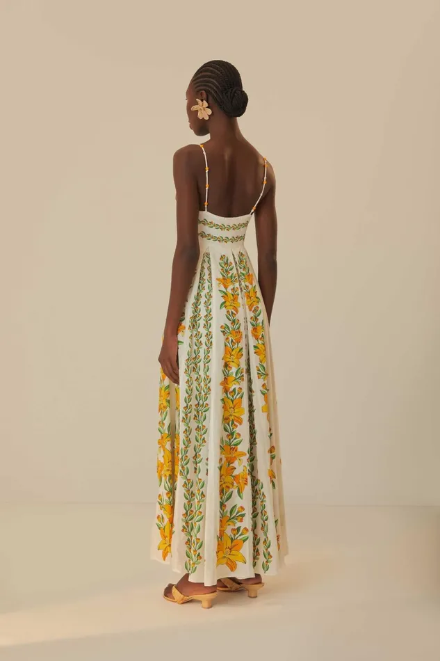 Women Maxi Dresses Farm Rio OffWhite Tropical Lightness Sleeveless Maxi Dress
