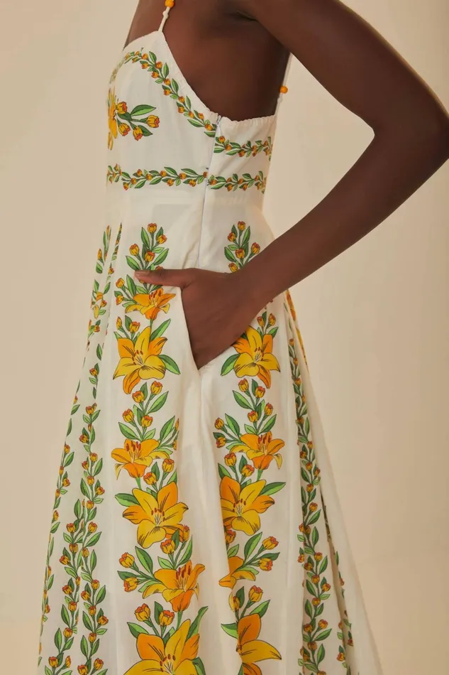 Women Maxi Dresses Farm Rio OffWhite Tropical Lightness Sleeveless Maxi Dress