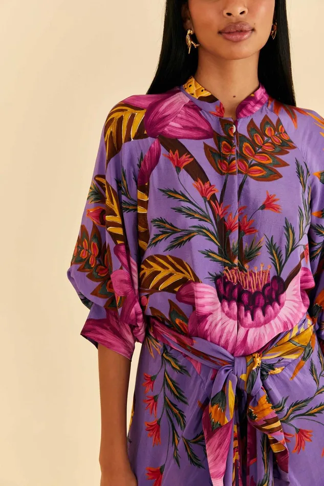 Women Maxi Dresses Farm Rio Purple Maxi Flowers Maxi Dress