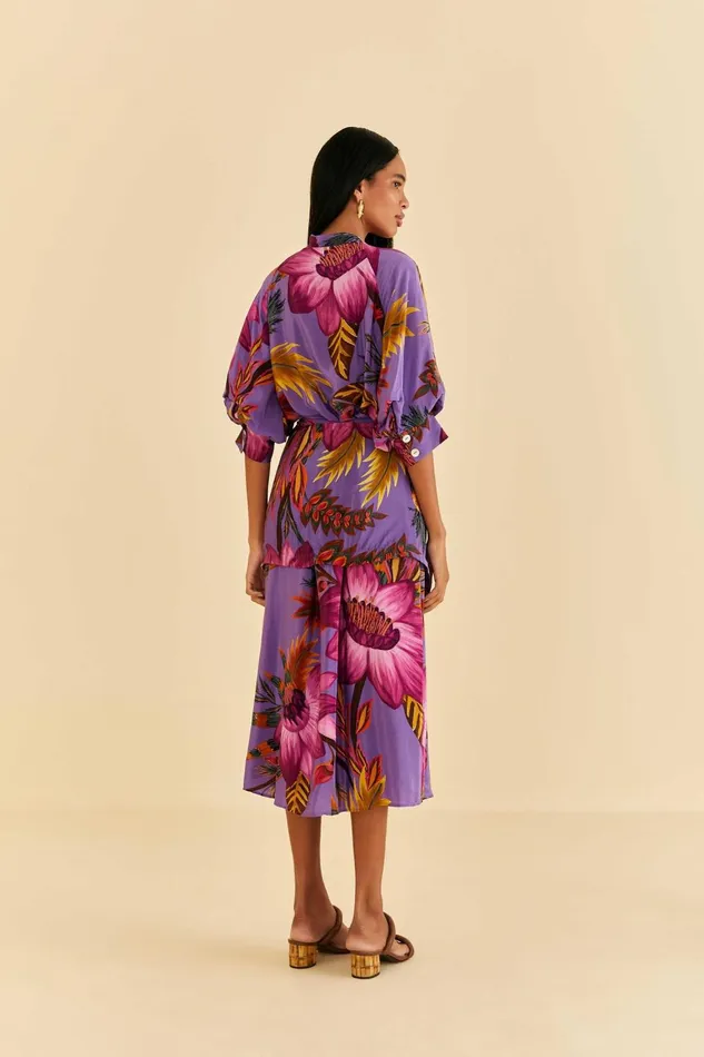 Women Maxi Dresses Farm Rio Purple Maxi Flowers Maxi Dress