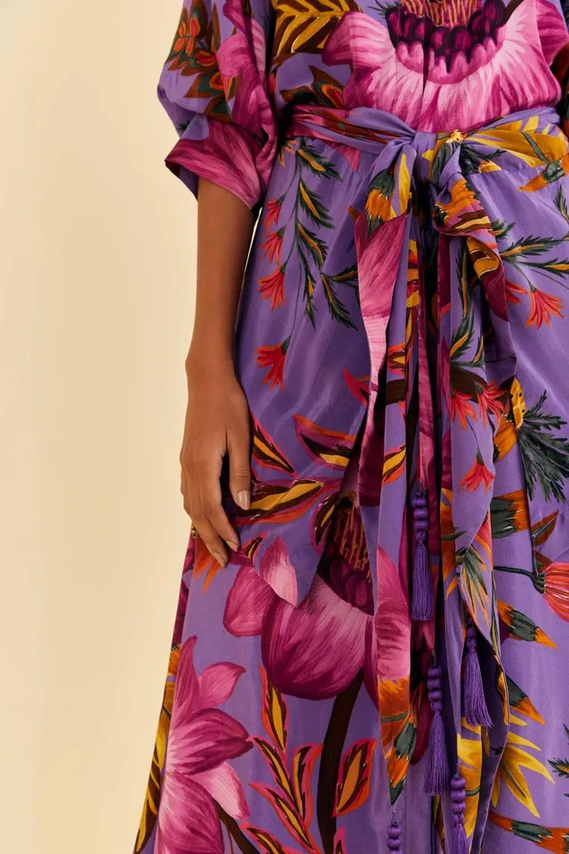 Women Maxi Dresses Farm Rio Purple Maxi Flowers Maxi Dress