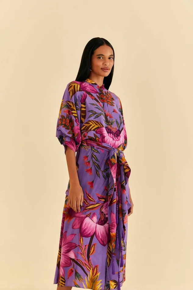 Women Maxi Dresses Farm Rio Purple Maxi Flowers Maxi Dress
