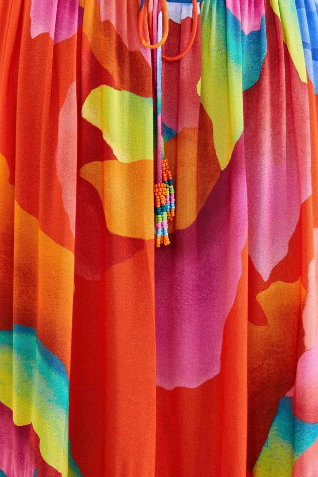 Women Maxi Dresses Farm Rio Red Ombre Chita Maxi Dress