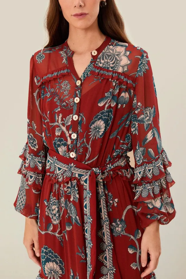 Women Maxi Dresses Farm Rio Red Tropical Landing Maxi Dress
