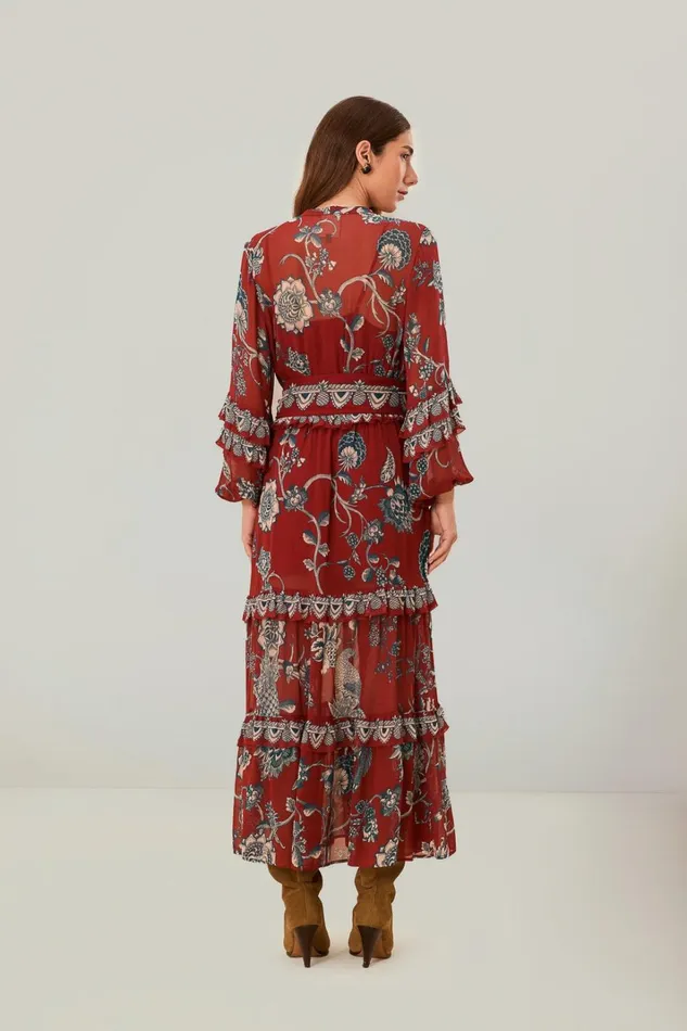 Women Maxi Dresses Farm Rio Red Tropical Landing Maxi Dress