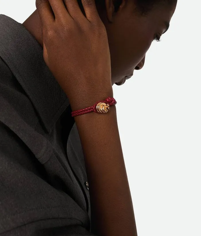 WomenMen Bottega Veneta Bracelets Knot Leather Bracelet Rosewood