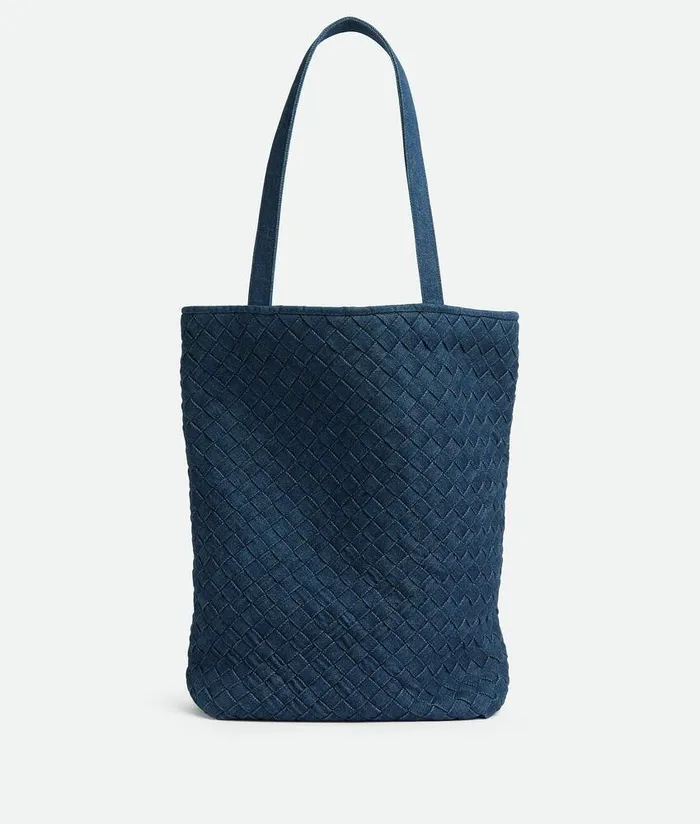 WomenMen Bottega Veneta Shopper Small Intreccio Tote Bag Indigo