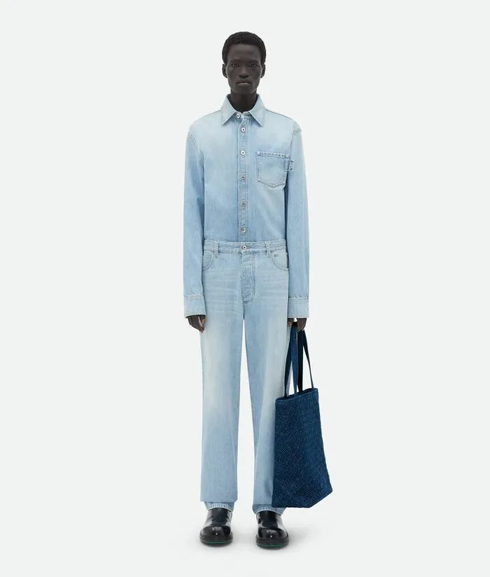 WomenMen Bottega Veneta Shopper Small Intreccio Tote Bag Indigo
