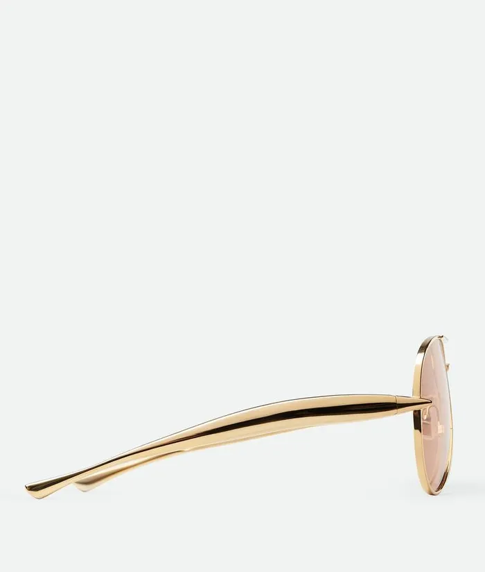 WomenMen Bottega Veneta Sunglasses Sardine Aviator Sunglasses Goldbrown