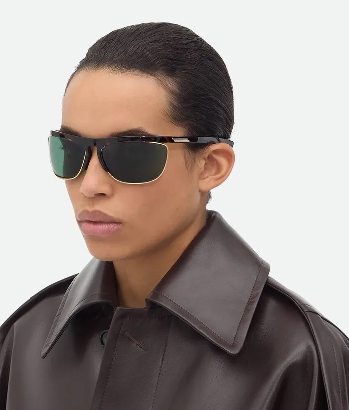 WomenMen Bottega Veneta Sunglasses Speed Rectangular Sunglasses Havanagreen