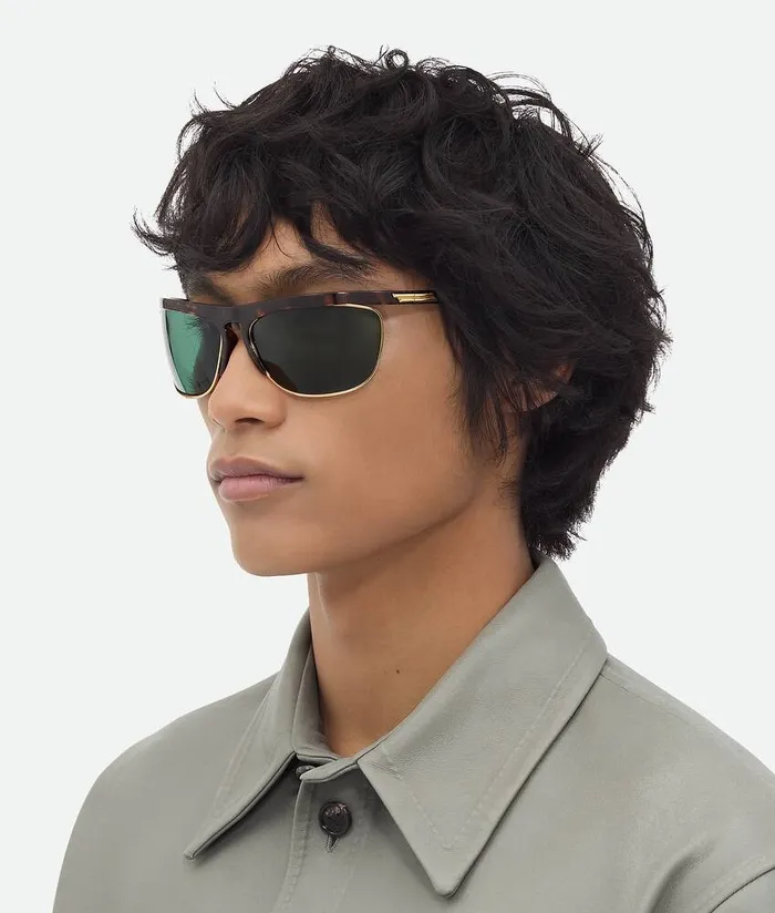 WomenMen Bottega Veneta Sunglasses Speed Rectangular Sunglasses Havanagreen