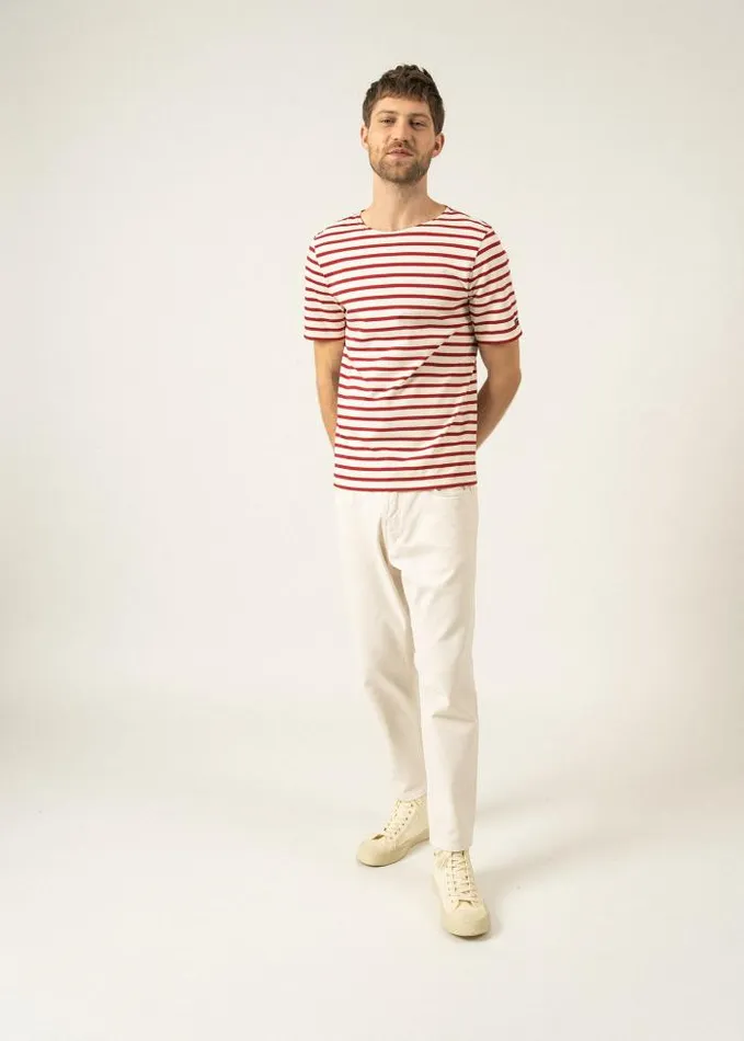 WomenMen Breton Striped Shirts Saint James LEVANT MODERN Ecru Maroon