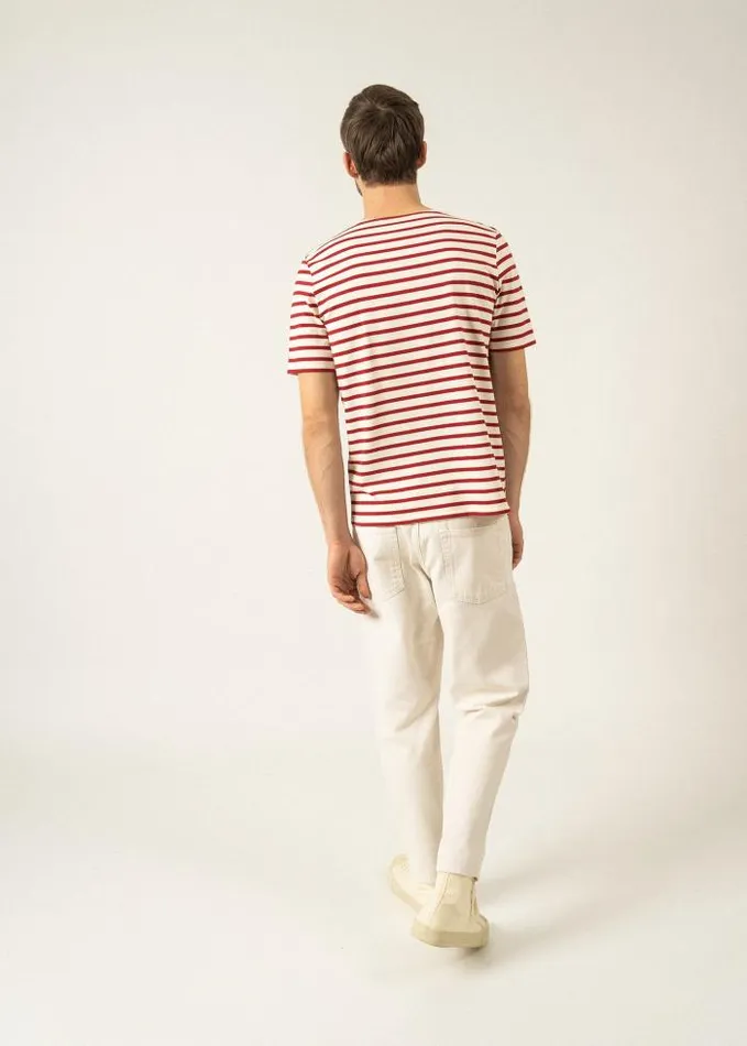 WomenMen Breton Striped Shirts Saint James LEVANT MODERN Ecru Maroon