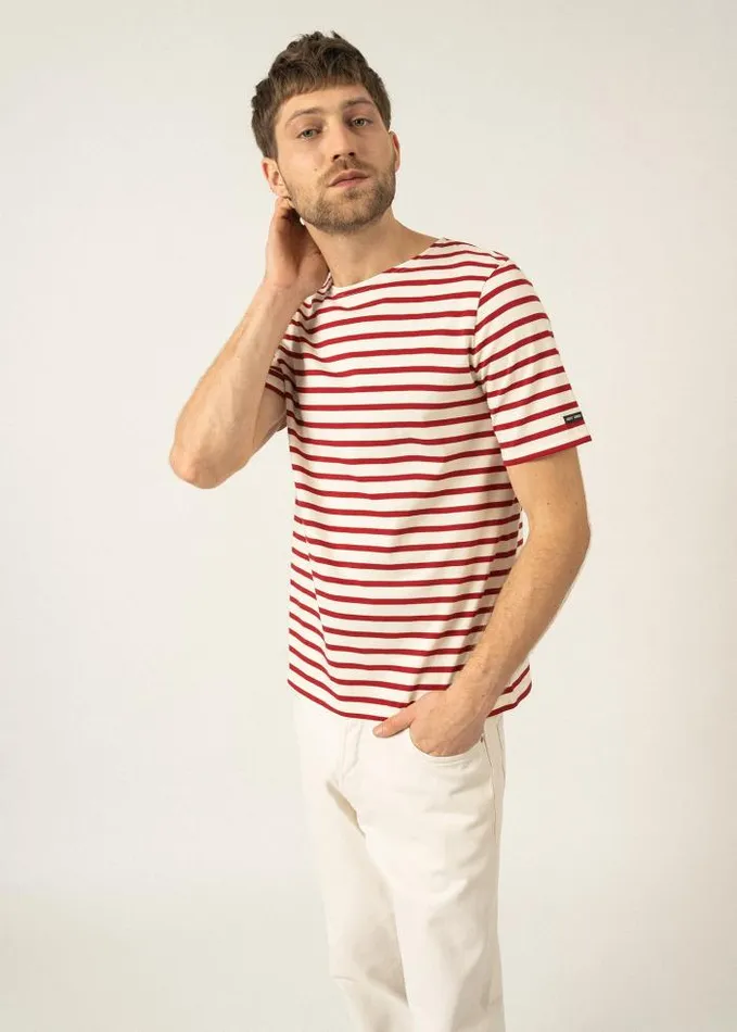 WomenMen Breton Striped Shirts Saint James LEVANT MODERN Ecru Maroon