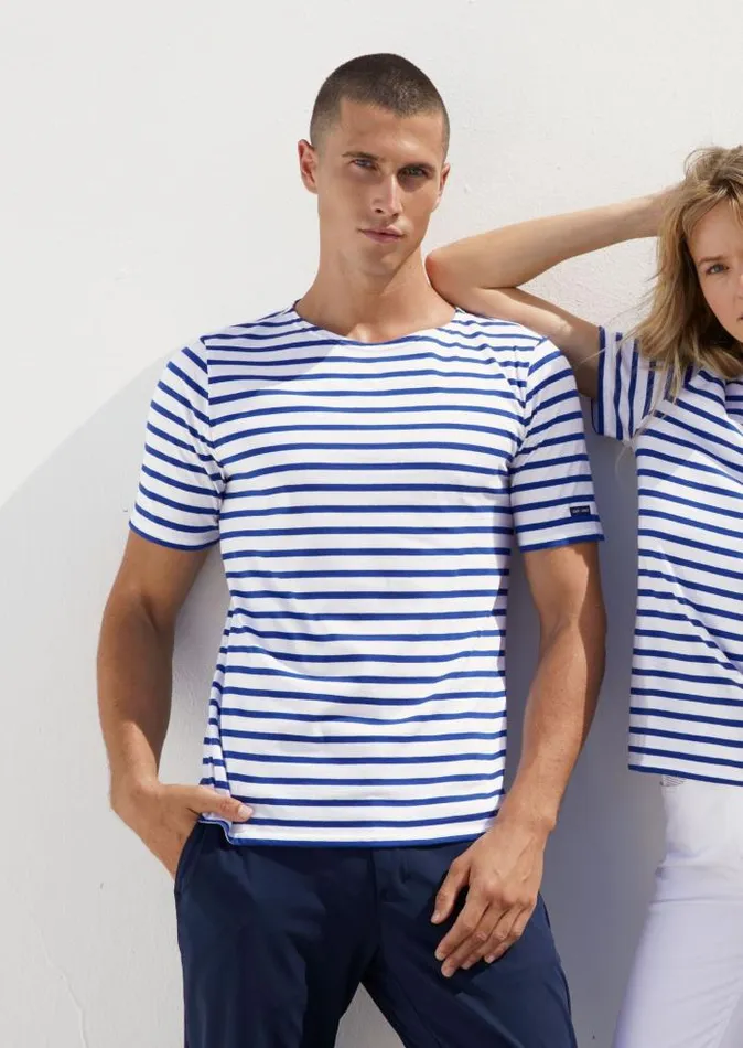 WomenMen Breton Striped Shirts Saint James LEVANT MODERN White Royal Blue