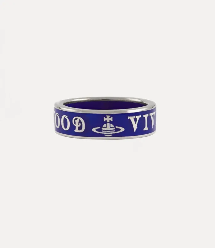 WomenMen Conduit Street Ring Platinumblueenamel Vivienne Westwood Rings WomenMen Conduit Street Ring Platinumblueenamel Vivienne Westwood Rings