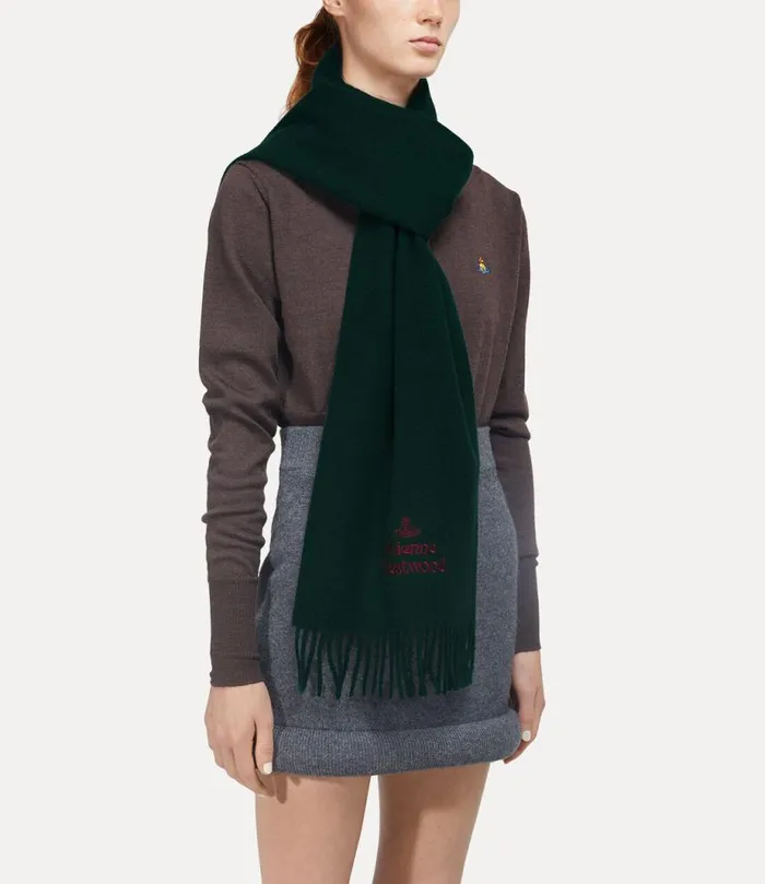 WomenMen Embroidered Scarf Darkgreen Vivienne Westwood Scarves And Ponchos WomenMen Embroidered Scarf Darkgreen Vivienne Westwood Scarves And Ponchos