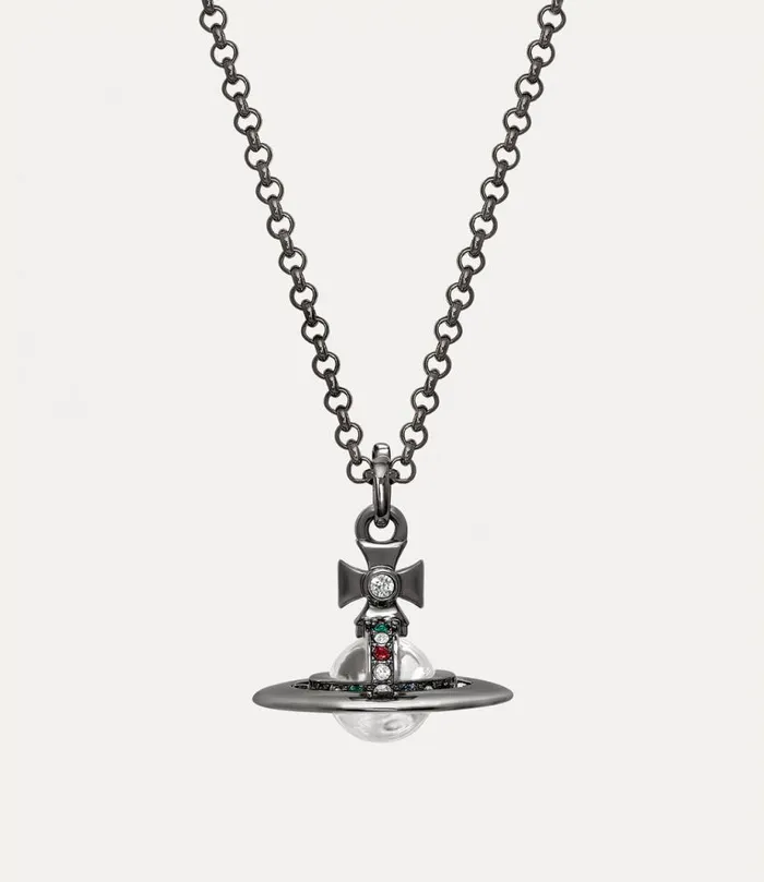 WomenMen New Tiny Orb Pendant Necklace Ruthenium Vivienne Westwood Classic Styles