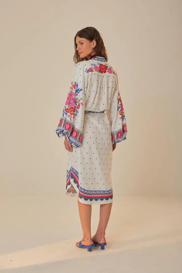 Women Midi Dresses Farm Rio OffWhite Flowers Beach Midi Dress