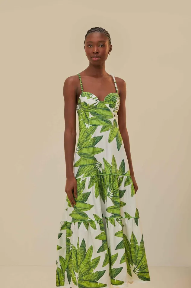 Women Midi Dresses Farm Rio OffWhite Palm Fan Midi Dress