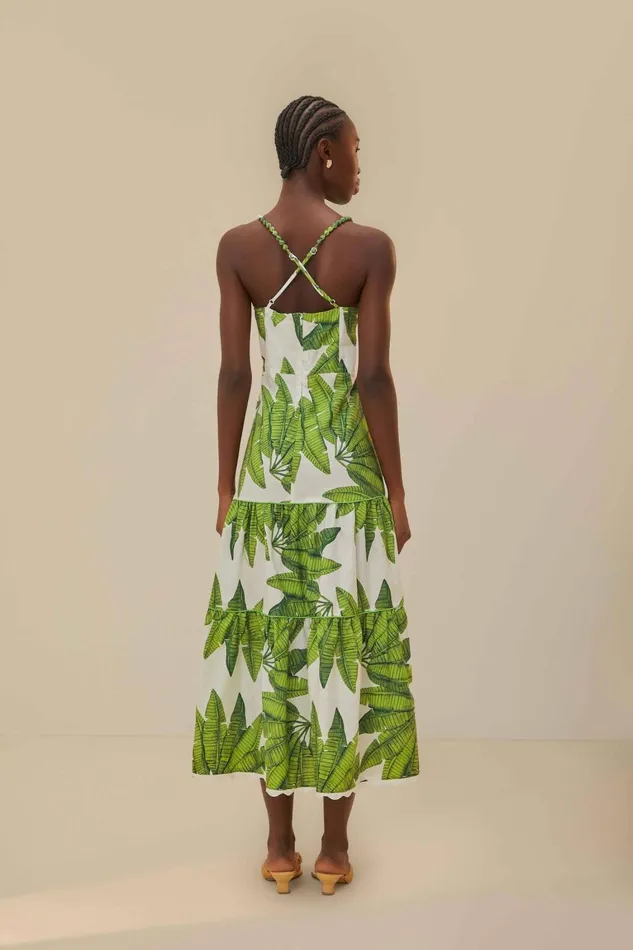 Women Midi Dresses Farm Rio OffWhite Palm Fan Midi Dress