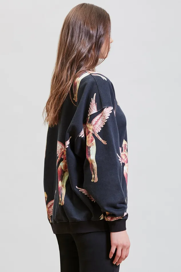 Women Nirvana In Utero Oversized Crewneck 8211 Black Sweatshirts R13