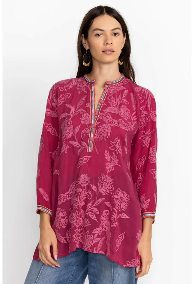 Women Noah Cabana Tunic Rumba Red Johnny Was Tops