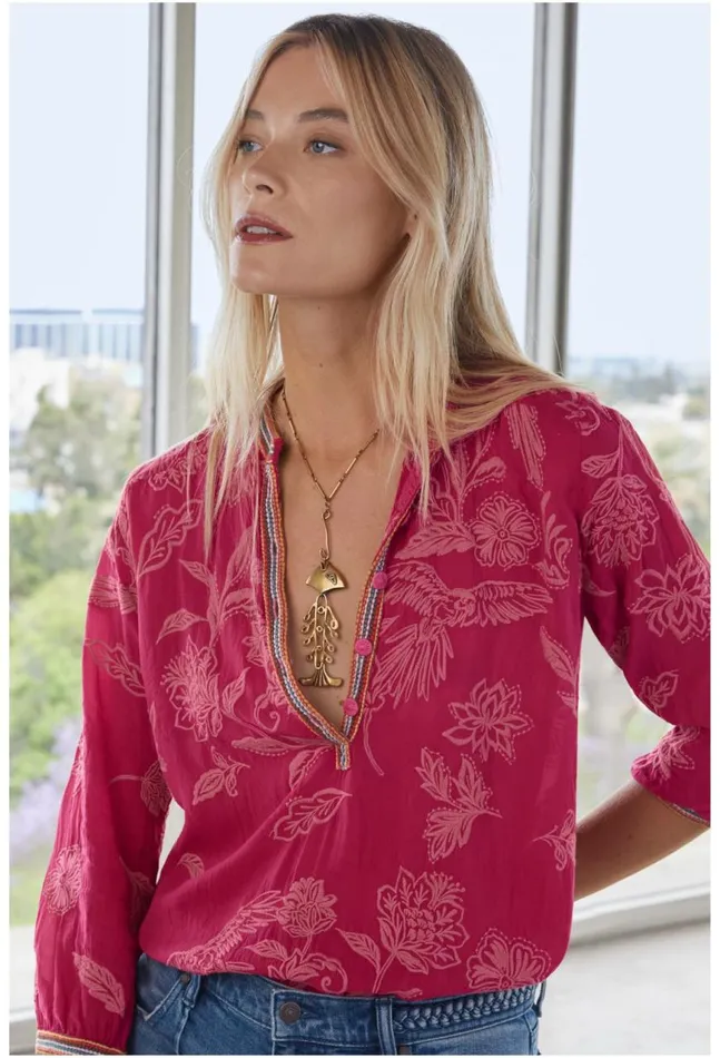 Women Noah Cabana Tunic Rumba Red Johnny Was Tops