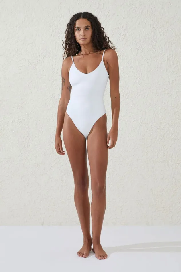 Women One Piece Swimsuits Cotton On Smoothing Thin Strap Cheeky One Piece White Women One Piece Swimsuits Cotton On Smoothing Thin Strap Cheeky One Piece White